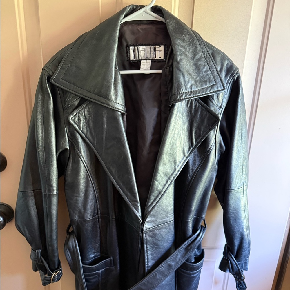 N Y Line Soft Black Leather Jacket Front Pockets Size S.